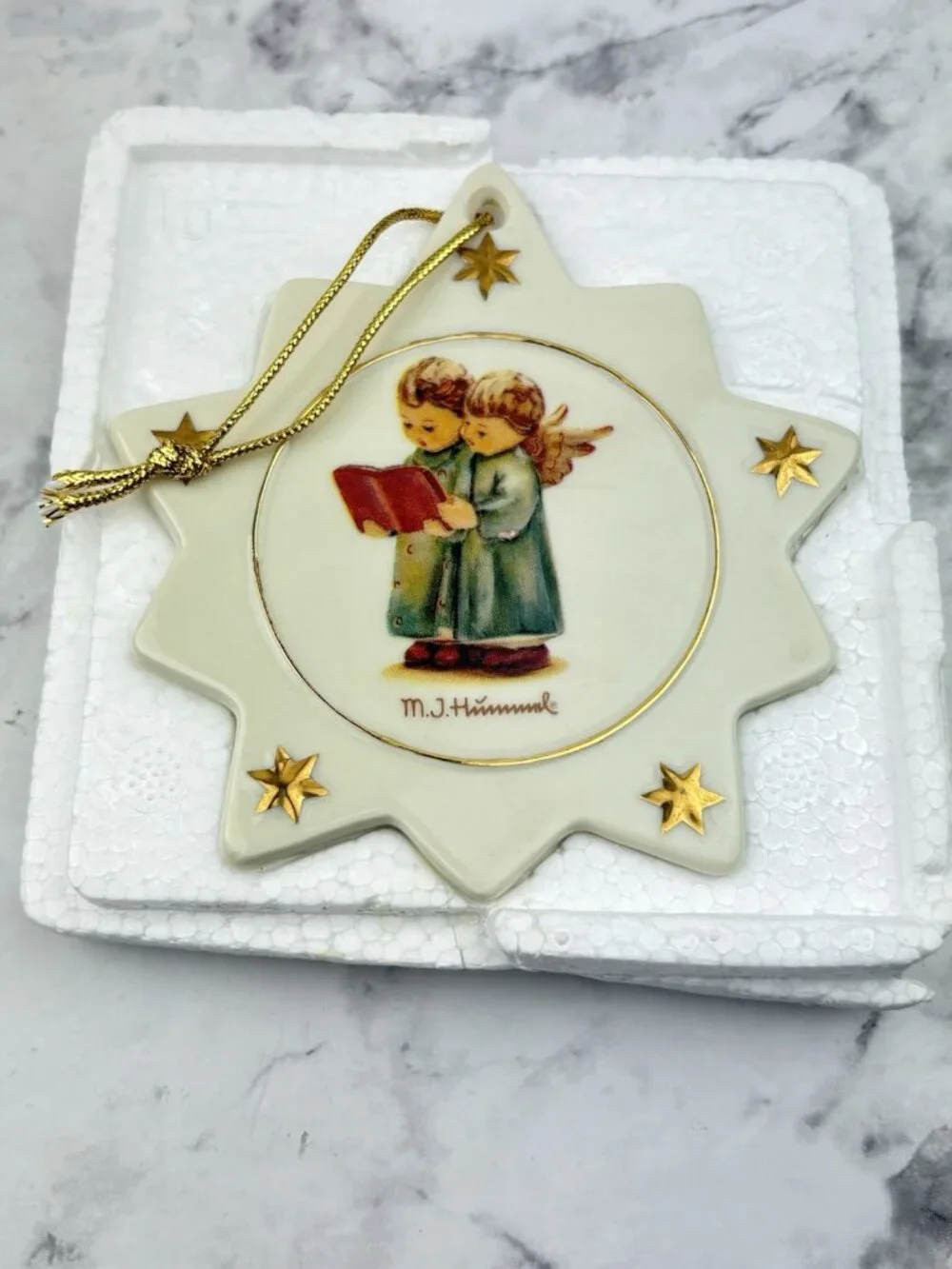 Hummel Christmas Ornament Angel Star Shape Porcelain Hanging Tree Decor